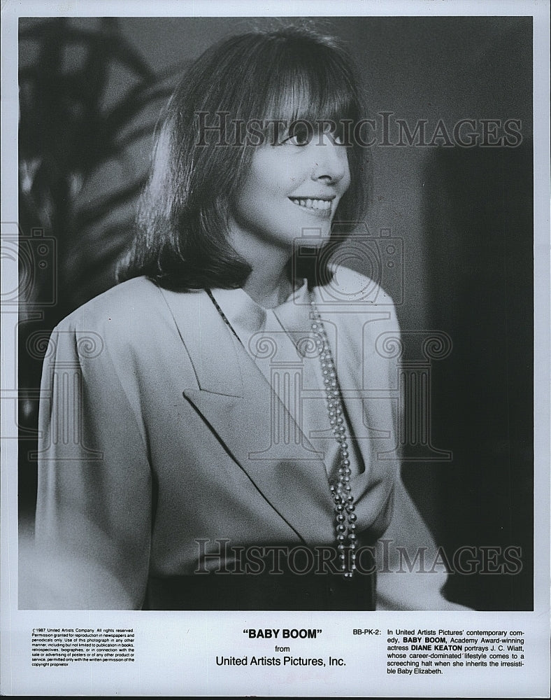 1987 Press Photo Diane Keaton American Actress Baby Boom Comedy Movie Film- Historic Images