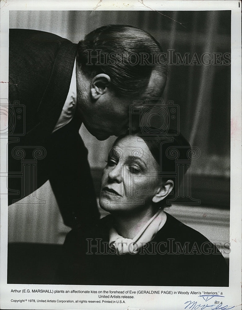 1978 Press Photo E. G. Marshall and Geraldine Page in Woody Allen&#39;s &quot;Interiors&quot;- Historic Images