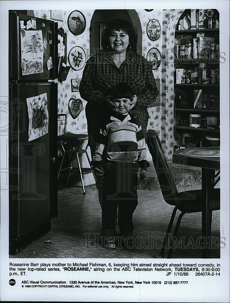 1989 Press Photo Roseanne Barr, Michael Fishman "Roseanne"- Historic Images