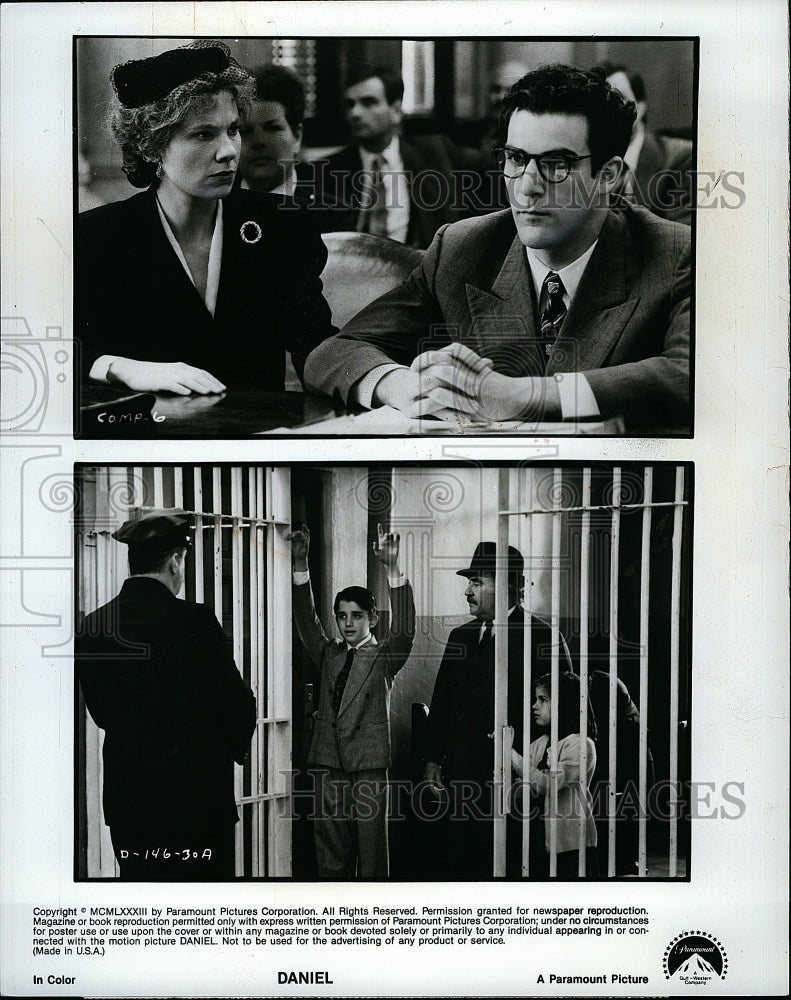 1983 Press Photo Mandy Patinkin Lindsay Crouse and Jena Greca in &quot;Daniel&quot;- Historic Images