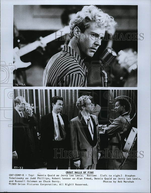 1989 Press Photo Dennis Quaid Stephen Tobolowsky Robert Lesser Great B ...