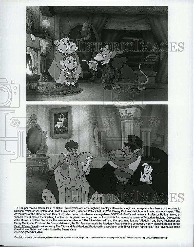 1986 Press Photo &quot;The Adventures of the Great Mouse Detective&quot; animation- Historic Images