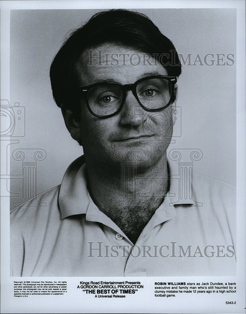 1986 Press Photo Robin Williams American Actor Best Of Times Movie Film- Historic Images