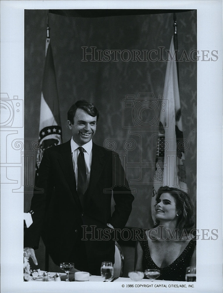 1986 Press Photo Sam Neil and Mariel Hemingway in &quot;Amerika&quot;- Historic Images