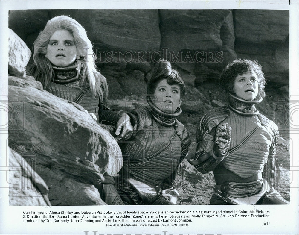 1983 Press Photo Cali Timmons, A. Shirley, Deborah Pratt "Spacehunter"- Historic Images
