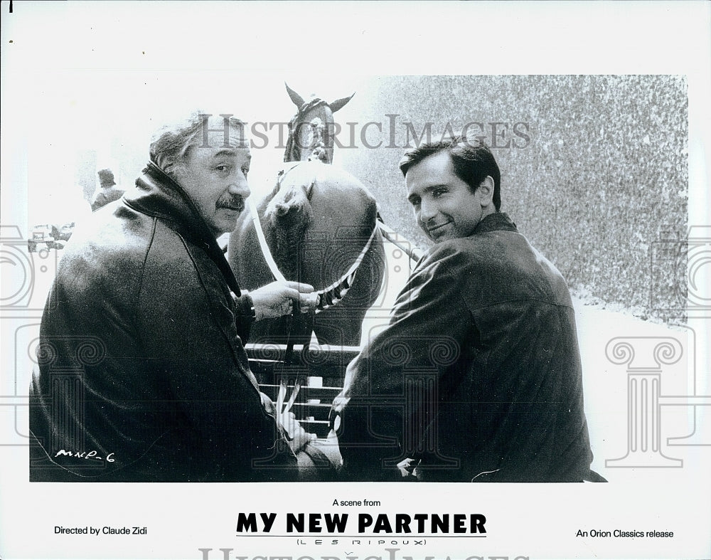 1984 Press Photo Phillippe Noiret, Thierry Lhermitte &quot;My New Partner&quot;- Historic Images