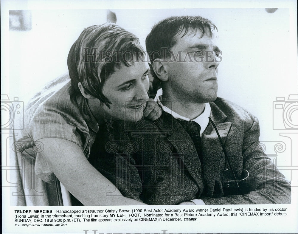 1989 Press Photo Daniel Day-Lewis and Fiona Shaw in My Left Foot- Historic Images