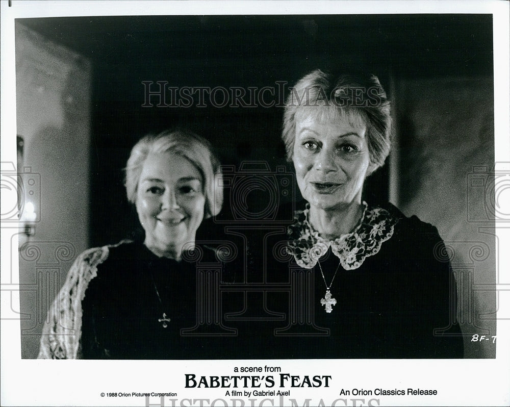 1988 Press Photo Bodil Kjer and Birgitte Federspiel in &quot;Babette&#39;s Feast&quot;- Historic Images