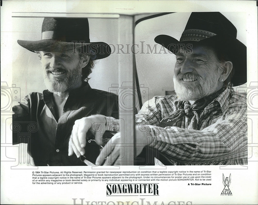 1984 Press Photo Kris Kristofferson Actor Singer Willie Nelson Songwriter Movie- Historic Images