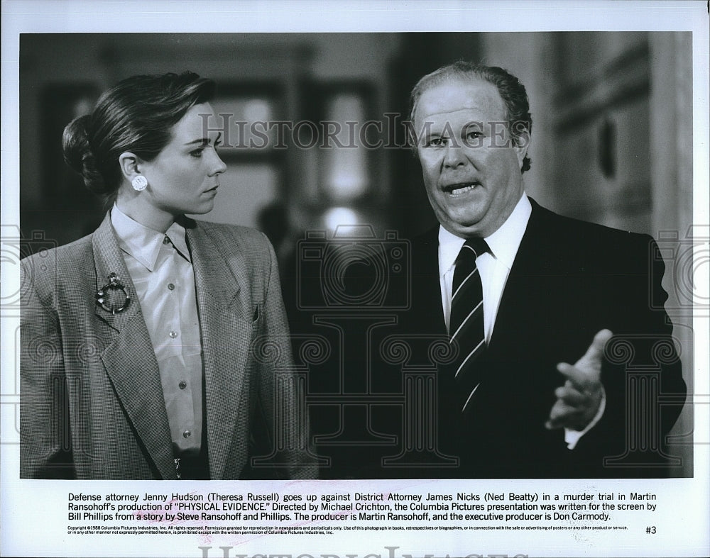 1988 Press Photo  "Physical Evidence" Theresa Russell & Ned Beatty- Historic Images