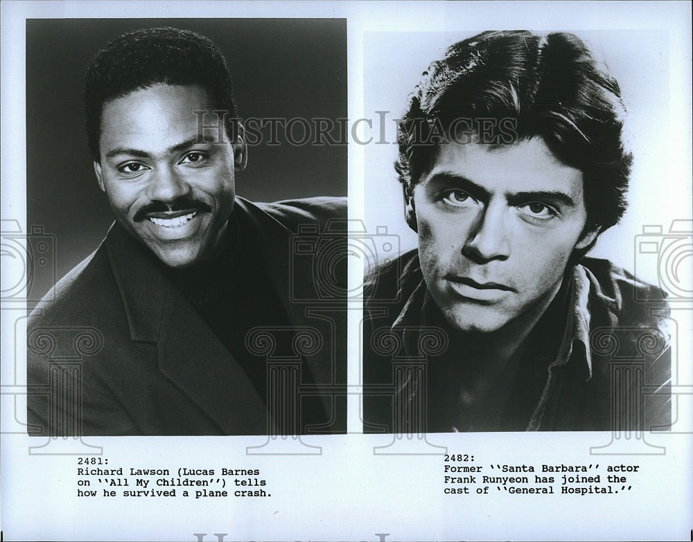 1985 Press Photo All My Children&quot; Richard Lawson &quot;General Hospital&quot; F Runyeon- Historic Images