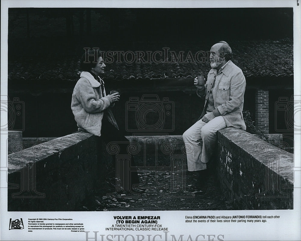 1983 Press Photo Encarna Paso, Actor Antonio Ferrandis In Volver A Empezar- Historic Images