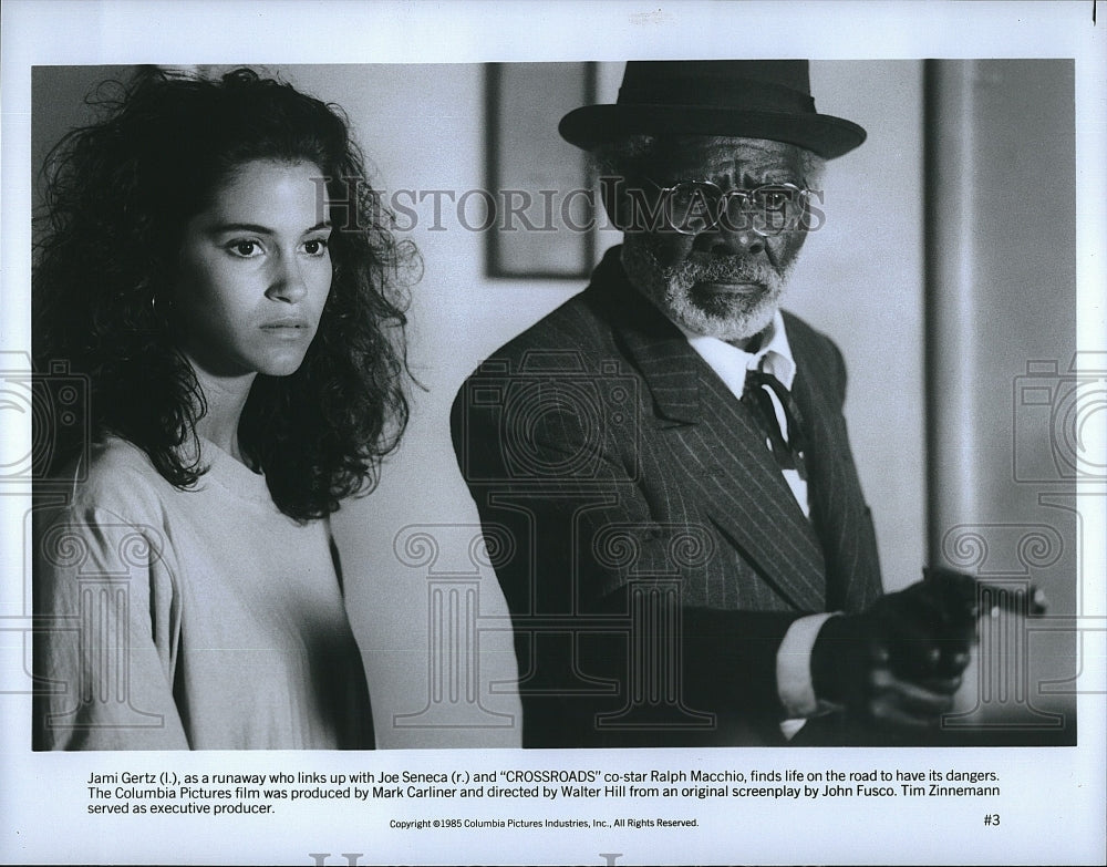 1985 Press Photo Jami Gertz, Joe Seneca, &quot;Crossroads&quot;- Historic Images