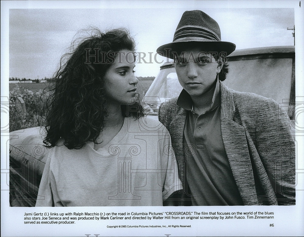 1985 Press Photo Jami Gertz, Ralph Macchio &quot;Crossroads&quot;- Historic Images