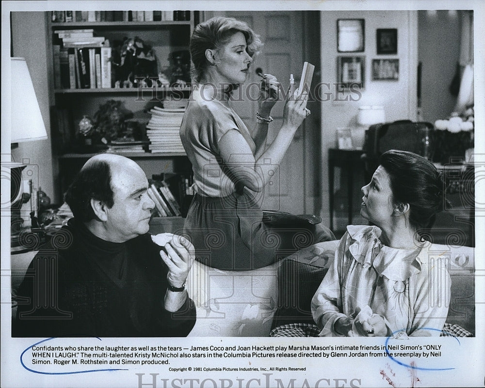 1981 Press Photo &quot;Only When I Laugh&quot; James Coco, Joan Hackett, Marsah Mason- Historic Images