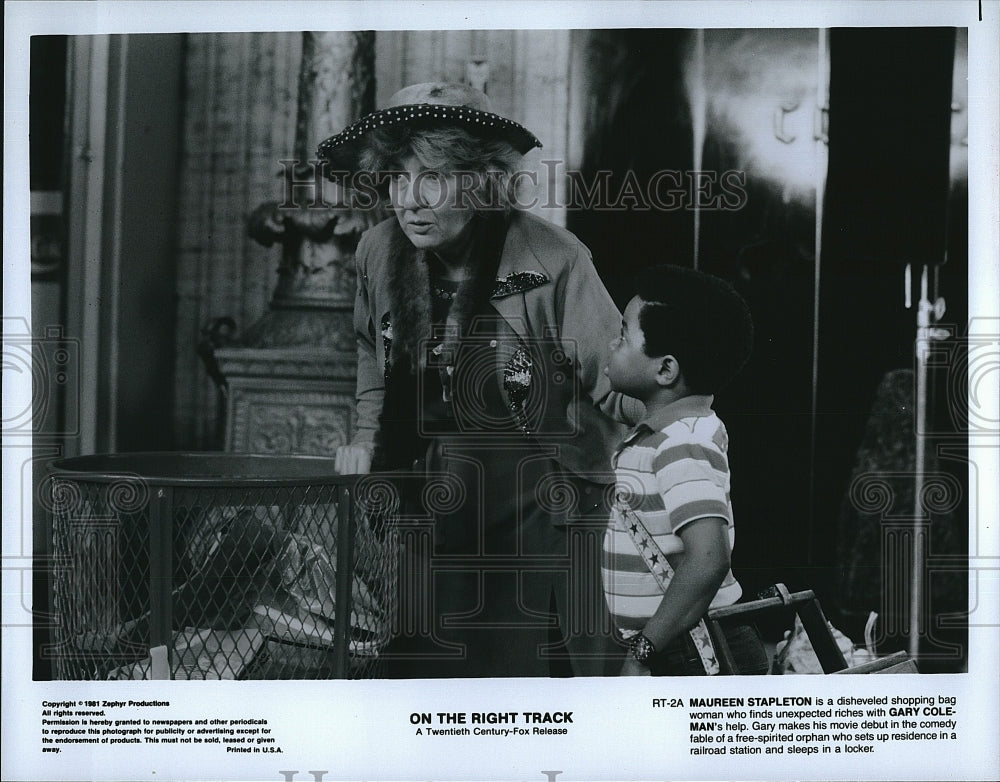 1981 Press Photo Maureen Stapleton and Gary Coleman in &quot;On The Right Track&quot;- Historic Images