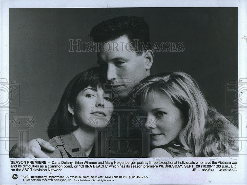 1989 Press Photo Dana Delany, Brian Wimmer, M. Helgenberger &quot;China Beach&quot;- Historic Images