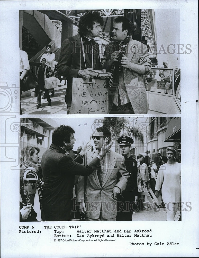 1987 Press Photo Actors in Dan Akkroyd &amp; Walter Matthau in &quot;The Couch Trip&quot;- Historic Images