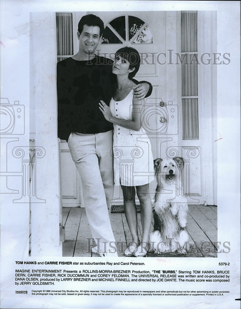 1988 Press Photo Tom Hanks and Carrie Fisher star in &quot;The &#39;Burbs&quot;- Historic Images