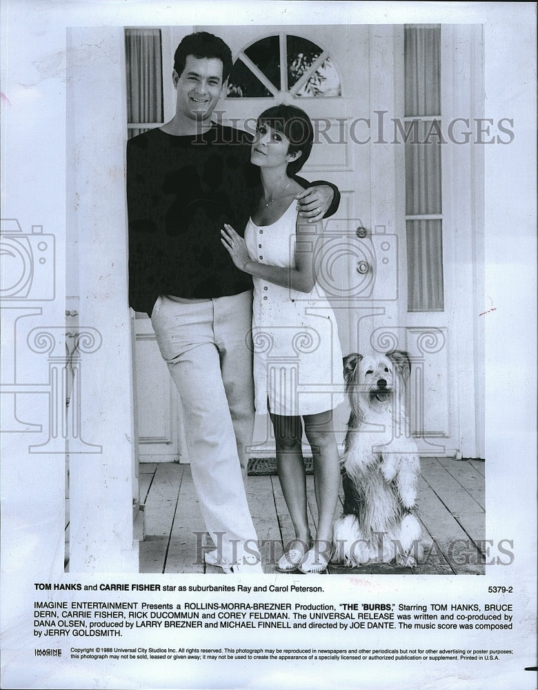 1988 Press Photo Tom Hanks and Carrie Fisher star in "The 'Burbs"- Historic Images