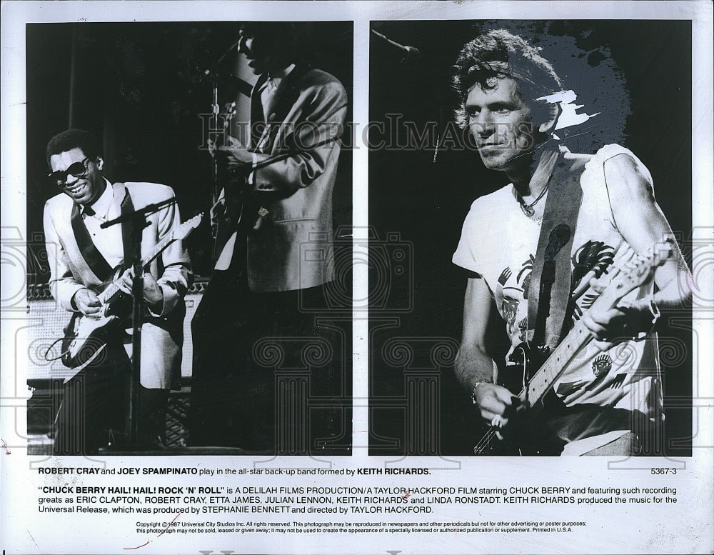 1987 Press Photo Film &quot;Chuck Berry Hail! Hail! Rock n Roll&quot; Robert Cray- Historic Images