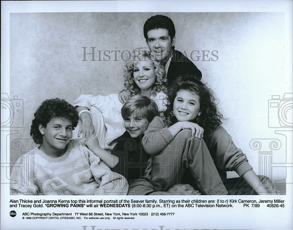 1989 Press Photo Cameron Thicke Kearns Anderson &amp; Gold Star On &quot;Growing Pains&quot;- Historic Images