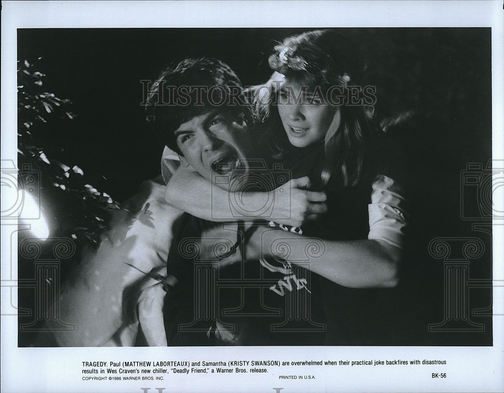 1986 Press Photo Matthew Labortuaux &amp; Kristy Swanson Star In &quot;Deadly Friend&quot;- Historic Images