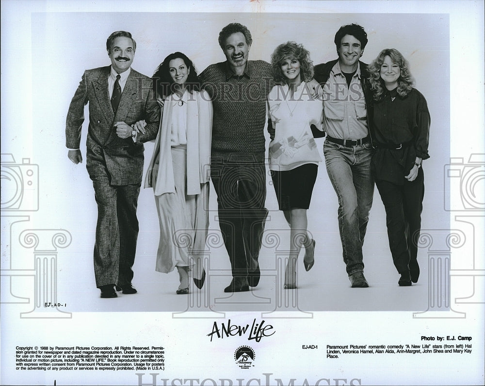 1989 Press Photo &quot;A New Life&quot; Ann-Margaret , Alan Alda,John Shea,Hal Linden- Historic Images