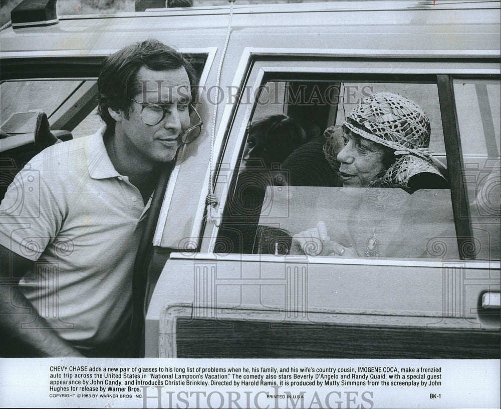 1983 Press Photo &quot;National Lampoon&#39;s Vacation&quot; Chevy Chase, Imogene Coca- Historic Images