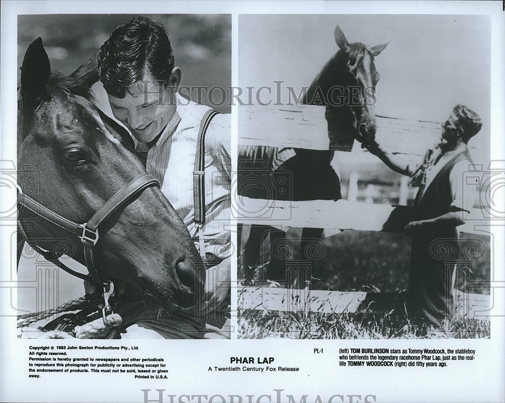 1983 Press Photo Actor Tom Burlinson In Phar Lap, Tommy Woodcock- Historic Images