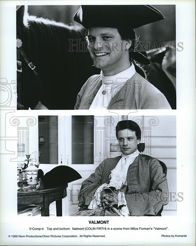 1989 Press Photo Valmont Film Actor Colin Firth Individual Scenes- Historic Images