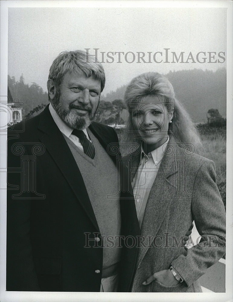 1987 Press Photo Theodore Biel and Heidi Bohay in CBS-TV &quot;Murder, She Wrote&quot;.- Historic Images