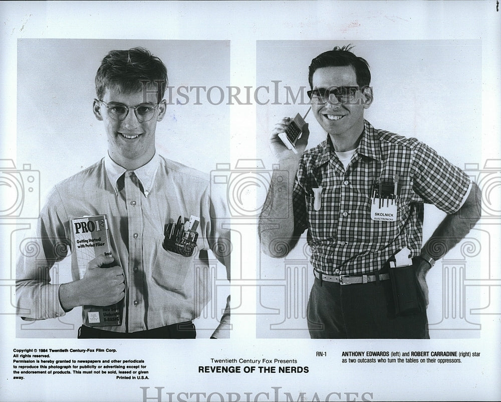 1984 Press Photo Anthony Edwards Actor Robert Carradine Revenge Of The Nerds- Historic Images