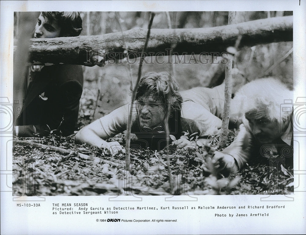 1984 Press Photo Andy Garcia and Kurt Russell in &quot;The Mean Season&quot;- Historic Images