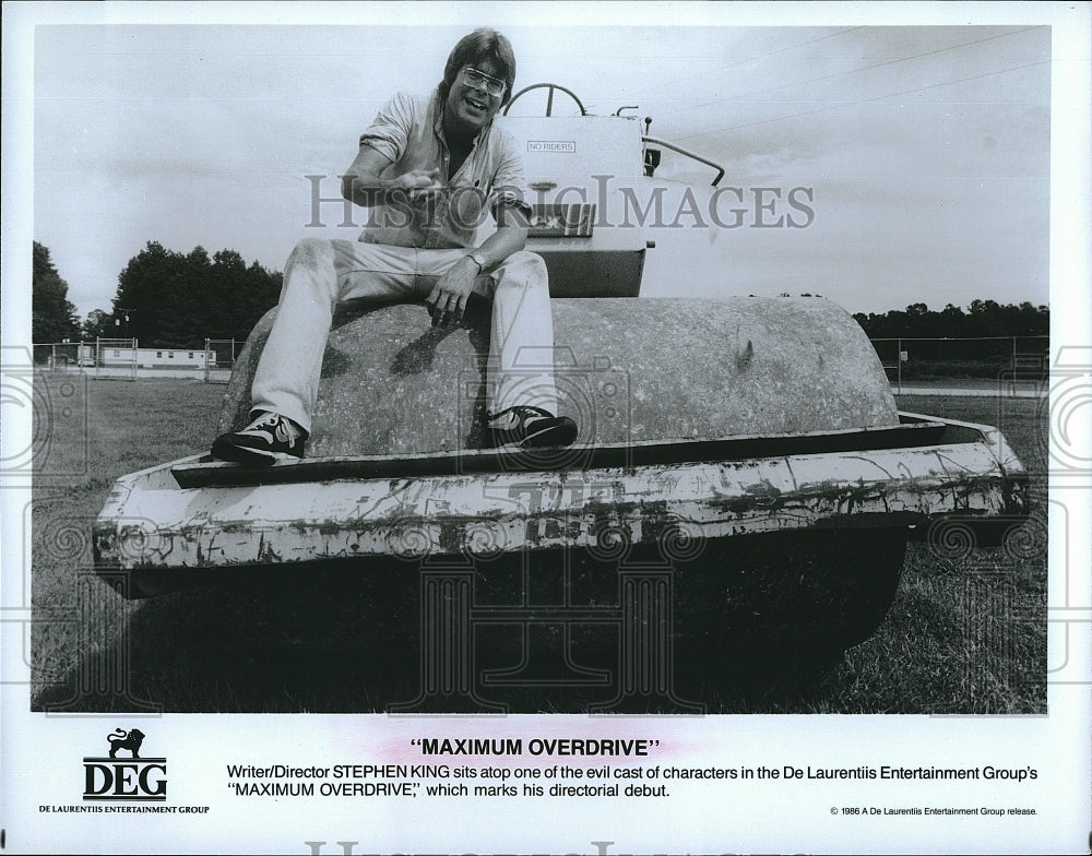 1986 Press Photo Writer/Director Stephen King of &quot;Maximum Overdrive&quot;- Historic Images