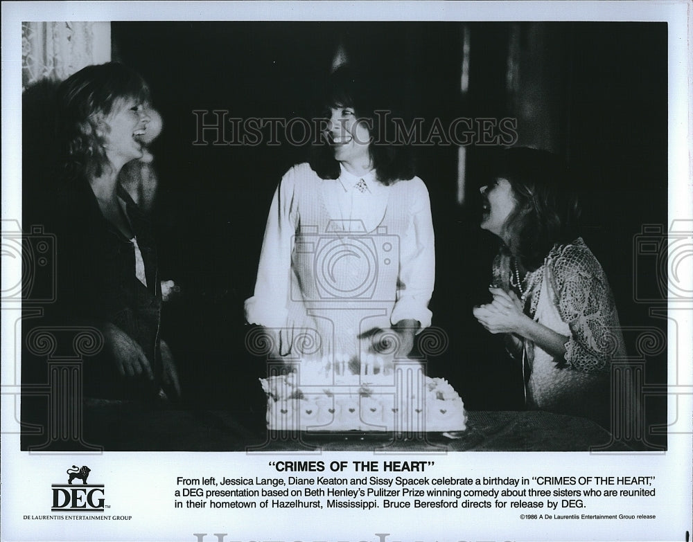 1986 Press Photo Jessica Lange, Diane Keaton, Sissy Spacek &quot;Crimes of the Heart&quot;- Historic Images