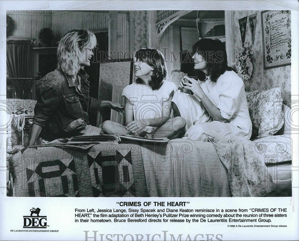 1986 Press Photo Jessica Lange, Sissy Spacek, Diane Keaton &quot;Crimes of the Heart&quot;- Historic Images