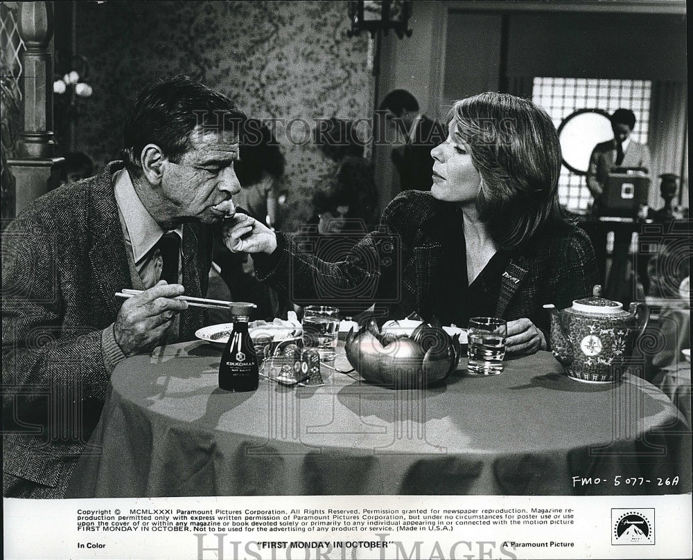 1981 Press Photo Walter Matthau & Jill Clayburgh in "First Monday in October"- Historic Images