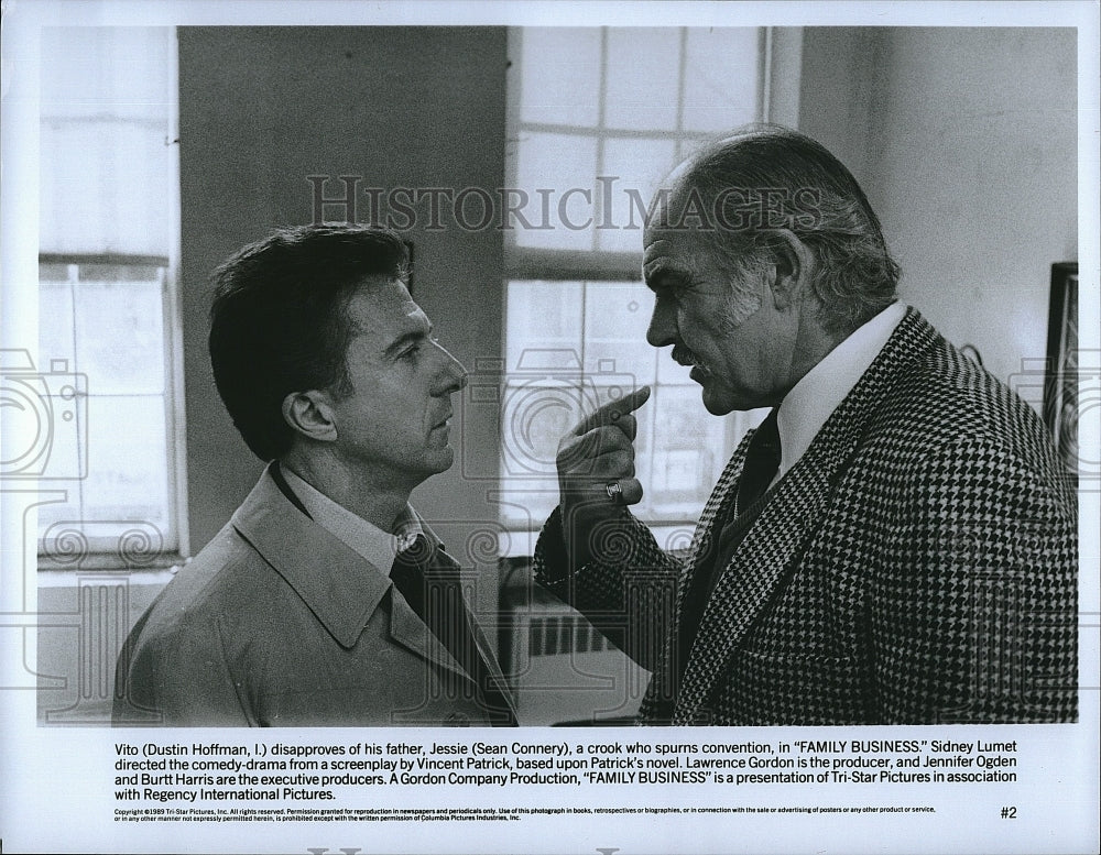 1989 Press Photo Dustin Hoffman and Sean Connery in &quot;Family Business&quot;.- Historic Images