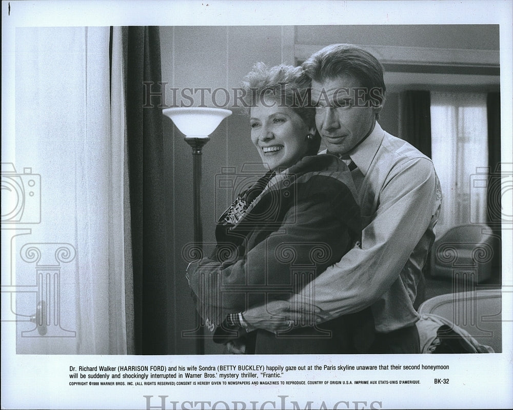 1988 Press Photo Harrison Ford &amp; Betty Buckley star in &quot;Frantic&quot;- Historic Images