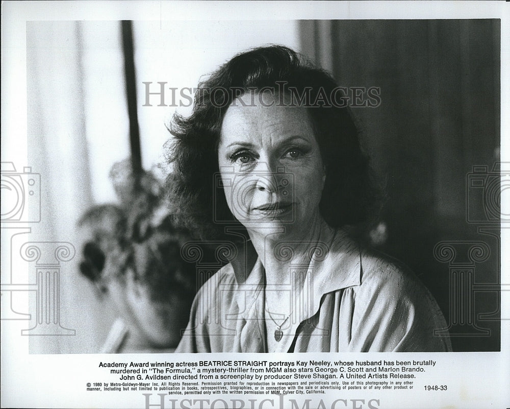 1980 Press Photo Actress Beatrice Straight As Kay Neeley In &quot;The Formula&quot;- Historic Images