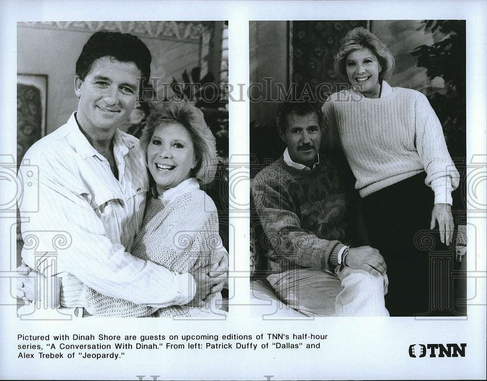 1985 Press Photo Dinah Shore,Patrick Duffy &amp; Alex Trebek- Historic Images