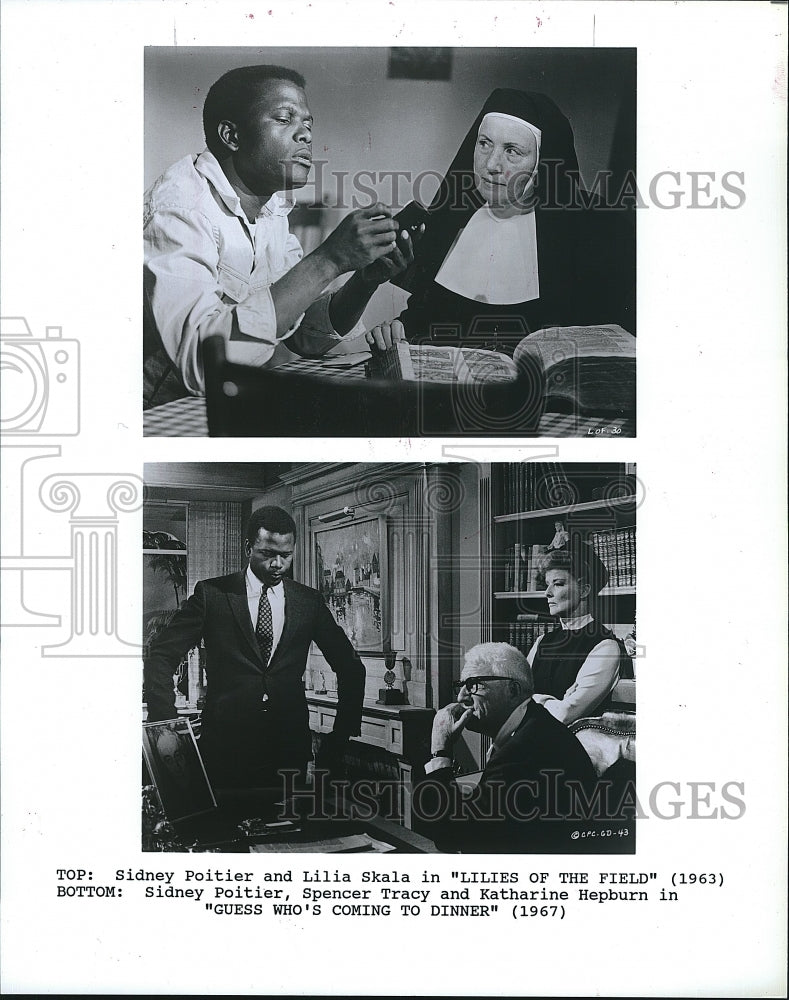 1967 Press Photo Actress Sidney Poitier &amp; Lilia Skala In &quot;Lilies Of The Field&quot;- Historic Images