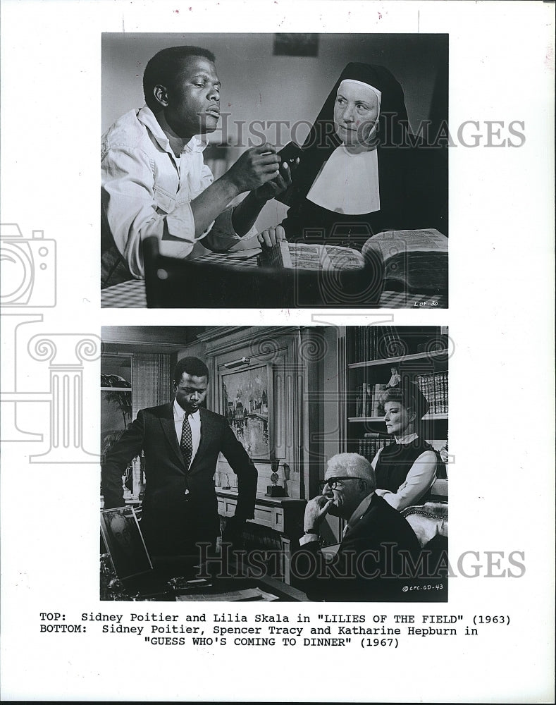 1967 Press Photo Actress Sidney Poitier & Lilia Skala In "Lilies Of The Field"- Historic Images