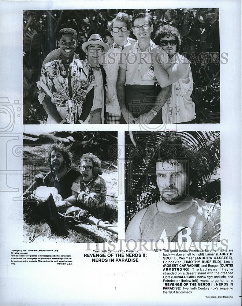 1987 Press Photo Larry Scott Andrew Cassese Timothy Busfield Robert Carradine- Historic Images