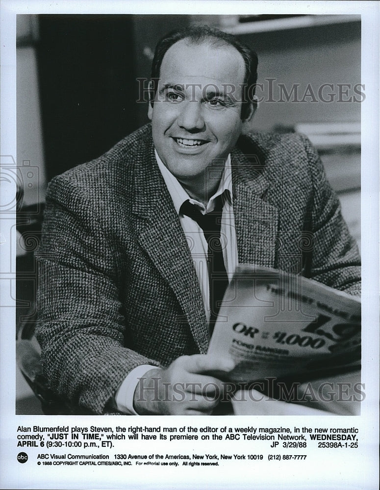 1988 Press Photo Alan Blumenfeld as Steven in &quot;Just in Time&quot;- Historic Images