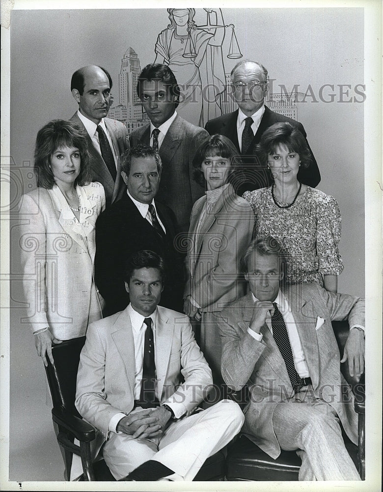 1986 Press Photo H. Hamlin, C. Bernsen, J. Eikenberry, M. Tucker &quot;L. A. Law&quot;- Historic Images