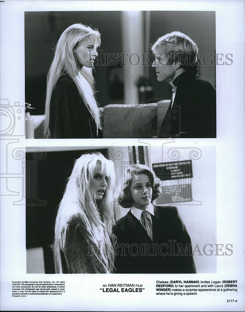 1986 Press Photo &quot;Legal Eagles&quot; Daryl Hannah, Robert Redford, Debra Winger- Historic Images