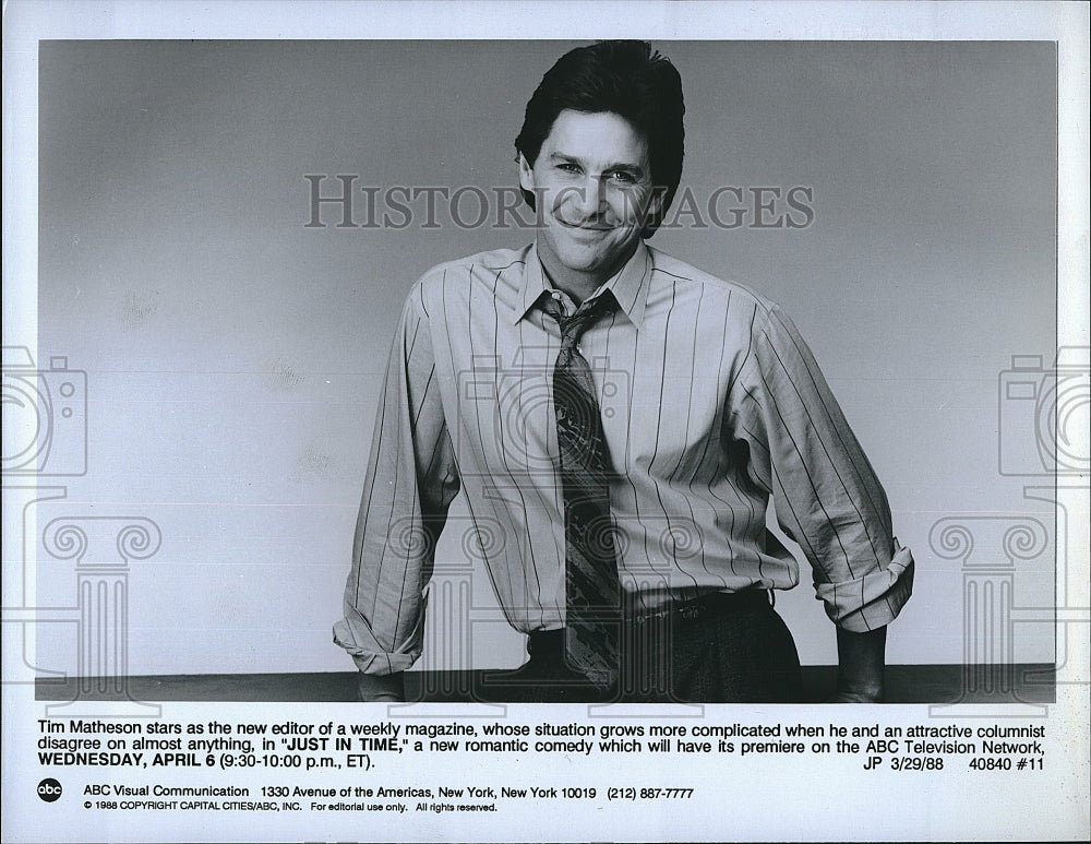 1988 Press Photo Tim Matheson Stars In &quot;Just In Time&quot;- Historic Images