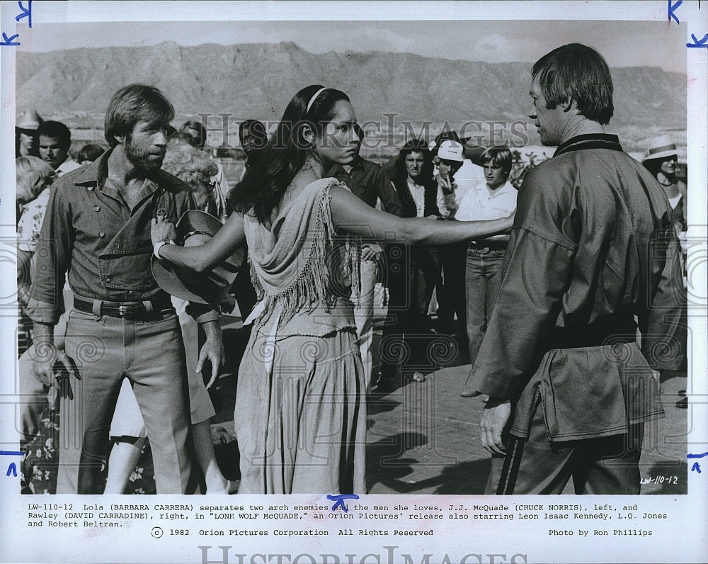 1982 Press Photo Actress Barbara Carrera In &quot;Lone Wolf McQuade&quot;- Historic Images